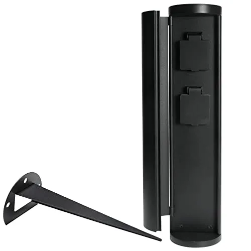 Grafner Edelstahl Gartensteckdose mit Erdspieß, 2 Steckdosen, 3600 Watt, IP44 - Steckdosen & Zubehör, wetterfest und modern mit Pulverbeschichtung, ideal für den Gartenbetrieb von Beleuchtung und Geräten.