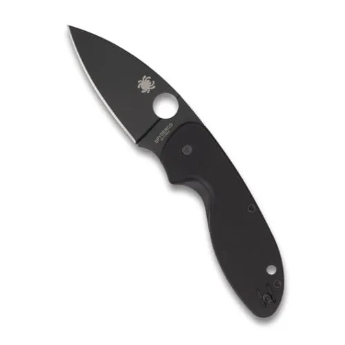 Spyderco Unisex – Erwachsene, schwarz, Taschenmesser, Efficient Linerlock Black, Klinge: 7.6 cm, G10, Klappmesser, Taschenclip, 10,5 cm, C216GPBBK