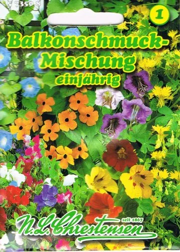 Balkonschmuck Mischung einjährig,reichblühend, farbenprächtig zur Begrünung von Balkonkästen, Zäunen und Wänden.