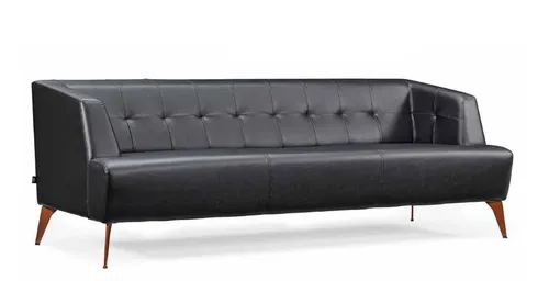 Stilvolles Schwarzes Dreisitzer Ledersofa für modernes Wohnen - Elegantes Sofa in Schwarz mit hochwertigem Polyesterbezug. Ideal für Wohnzimmer oder Gästezimmer. Bietet Platz für 3 Personen und überzeugt durch modernes Design und Komfort.
