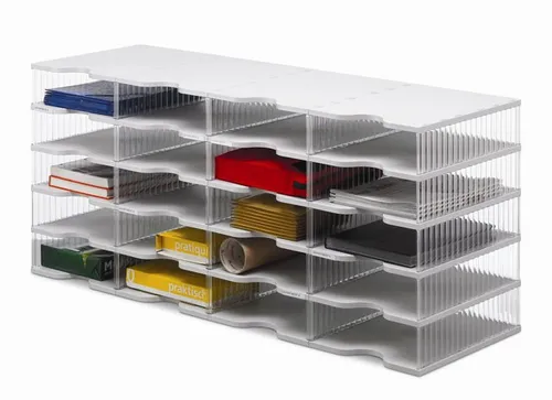 Styro Sortierstation 228-0405 Styrobig Quadro, A4, 20 Fächer - Ablagesysteme mit 20 Fächern auf 5 Etagen, transparent für beste Übersicht. Ideal für Schränke und Regale, einfach erweiterbar und extrem belastbar.