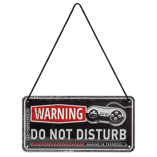 Nostalgic-Art Retro Hängeschild, 10 x 20 cm, Gaming in progress – Geschenk-Idee für Gamer, aus Metall, Vintage Design mit Spruch, Blechschilder Sprüche