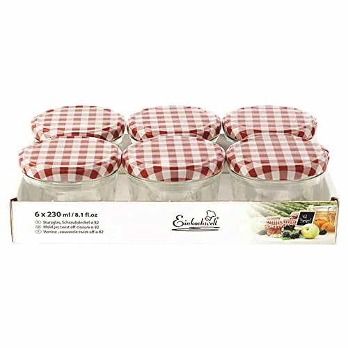 EINKOCHWELT 202-3082T6D225EW Sturzglas TO82 6x230ml Tray, mit Schraubd. ro/ws, klar (1 Set)