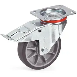 Lenkrolle mit Feststeller, TPE, ø160 x 40mm - Transportgeräte & Rampen - Robuste Lenkrolle mit 200 kg Tragkraft, ideal für schwere Lasten, mit praktischem Feststeller für mehr Stabilität.