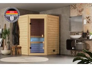 welltime Sauna Backas, 28 mm, BxTxH: 148 x 145 x 190,5 cm, Spar-Set