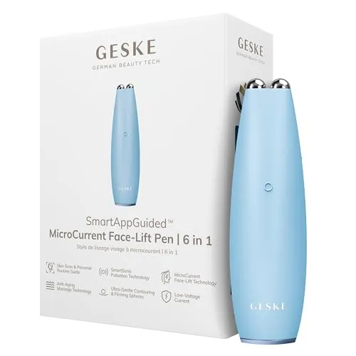 GESKE SmartAppGuided™ MicroCurrent Face-Lift Pen 6 in 1 - Geräte zur Faltenreduzierung & Anti-Aging-Geräte – Mit Mikrostrom für gezielte Anwendungen, strafft die Haut und bekämpft Falten effektiv.