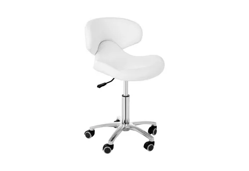 Physa Drehstuhl Rollhocker mit Lehne - Haarschneider - komfortabler Arbeitshocker mit bis zu 150 kg Tragkraft, ideal für Friseursalons und Praxen, in elegantem Weiß