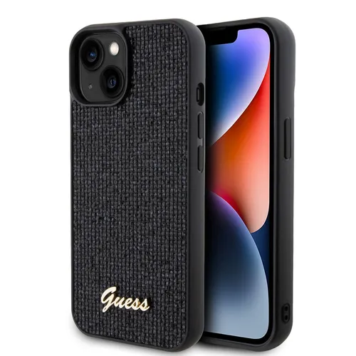 Guess iPhone 15 Schutzhülle Disco Metal Script Schwarz