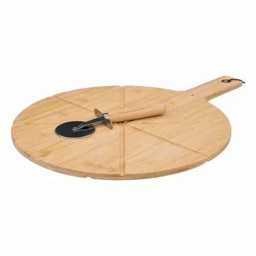 5Five Simply Smart Pizza-Schneidebrett mit Pizzaschneider, Bambus, 37 cm