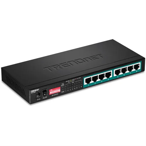 TRENDnet TPE-LG80 PoE+ Switch - 8-Port Power over Ethernet Switch, bietet Gigabit Ethernet für schnelle Netzwerkverbindungen und ist ideal für den Einsatz in Büros oder für IP-Kameras.