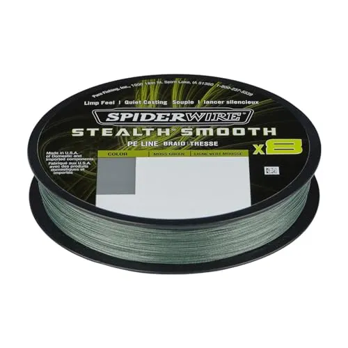 Spiderwire Stealth Smooth 8 New 2020, 8-Fach geflochtene Schnur mit Mikrobeschichtung, 0,23mm - 0,39mm, 150m, Moos Green, Abriebfest, (150, 150m - 0,33mm - 38,1kg)