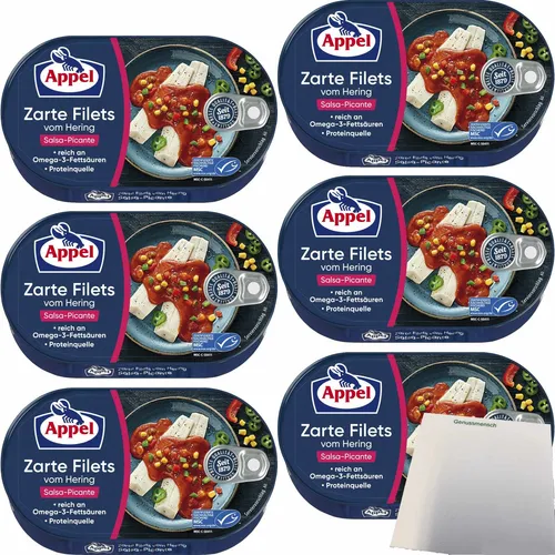 Appel Zarte Filets vom Hering Salsa Picante 6er Pack 6x200g Dose usy Block