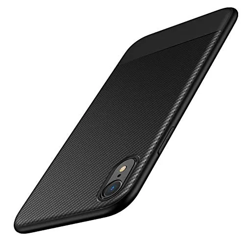 Produktbild AVANA Hülle für iPhone XR Hülle Schutzhülle Flexibles Slim Case Schwarz Bumper Schutz Weiche Handyhülle Silikon TPU Schale Kratzfest Kohlefaser Cover Carbon Optik