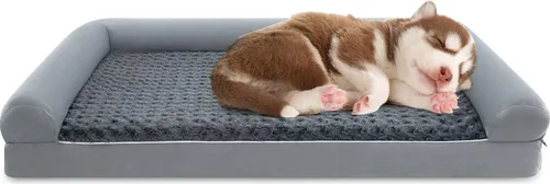 GOPLUS Orthopädisches Hundesofa, hopädisches Hundebett mit Memory Schaum, abnehmbarem, waschbarem Bezug, Tierbett für große & mittelgroße Hunde (L)