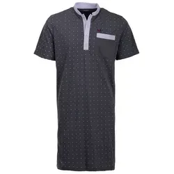 Henry Terre Nachthemd Nachthemd Kurzarm - Stehkragen mit Punkten grau L
