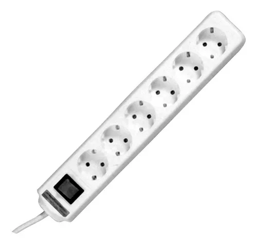 REV Ritter Geräte-Schutz-Steckdosenleiste 6-fach 45 Grad weiss mit Überspannungsschutz - 00125101