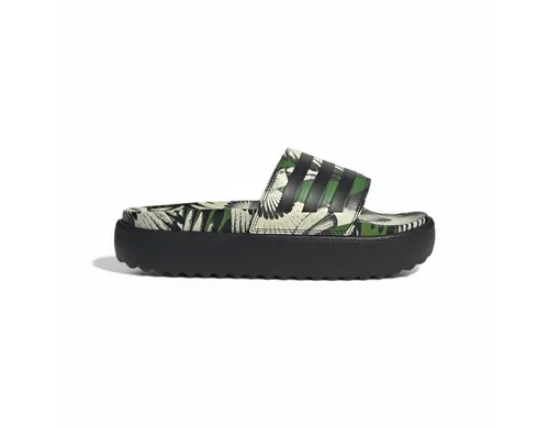 adidas Adilette Platform Badeschuhe schwarz/grün Damen - Größe 42 (US 9) - Badeschuhe mit stylisher EVA-Plateausohle für optimalen Komfort, ideal für den Sommer und perfekt kombinierbar mit lässigen Outfits.