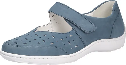 Waldläufer 496325 191 Henni Demin Gr. 40 - Bequeme Hausschuhe - Damen Hausschuhe aus hochwertigem Nubukleder in Blau, bieten optimalen Tragekomfort und sind ideal für entspannte Stunden zu Hause.