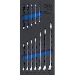 BGS 4082 Werkstattwageneinlage 1/3: 12-tlg. Maul-Ringschlüssel-Satz - Werkzeug-Sets mit hochwertigen, kaltgeschmiedeten Chrom-Vanadium-Stahl Schlüsseln für optimale Kraftübertragung und Langlebigkeit, ideal für professionelle Werkstätten.