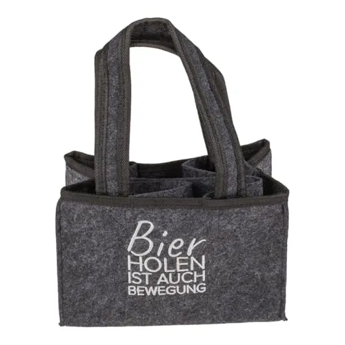 Out of the blue Flaschentasche Bierträger Flaschenträger für 6 Flaschen »Bier Holen ist auch Bewegung«, Grau