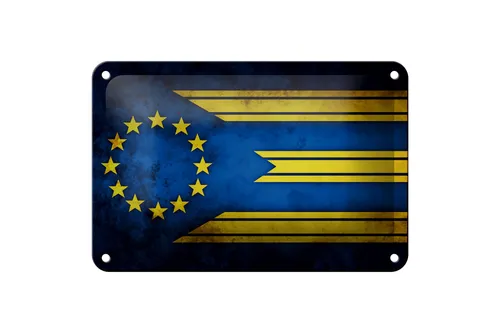 Blechschild Flagge 18x12 cm Europa Fahne Metall Deko Schild