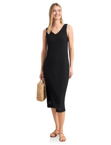 Street One Damen Midi-Kleid mit V-Neck aus Spitze in schwarz von Street One
