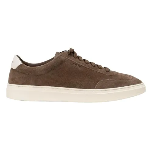 BOSS Kieran_Tenn_sdoxf Sneaker mit BOSS-Branding - Sportliche Sneaker in Beige/Braun mit BOSS-Branding, aus hochwertigem Leder und Textil, ideal für einen lässigen Look.