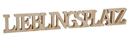 levandeo Buchstaben Lieblingsplatz B x H x T: 60x8x2,5cm Holz Natur Braun Schriftzug Deko Shabby Chic Vintage