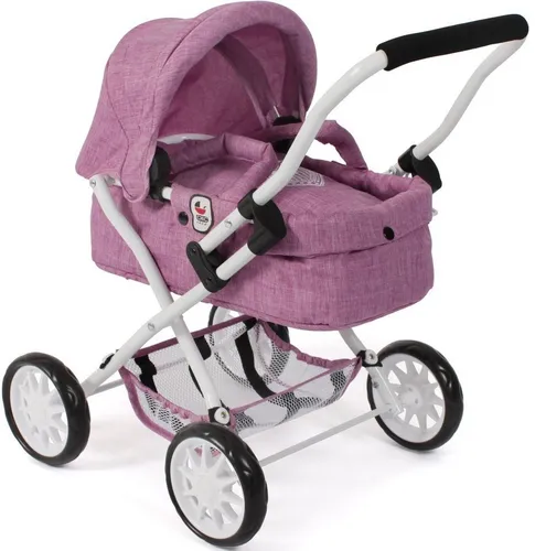 Bayer Chic 2000® Puppenwagen Smarty – Jeans Pink - Puppenwagen für Kinder ab 2 Jahren, zusammenklappbar mit flexiblem Verdeck und umfangreichem Zubehör für kreativen Spielspaß.