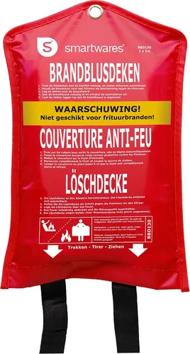 Löschdecke 100 x 100 cm Feuerlöschdecke aus Glasfasertuch nach EN1869:1997