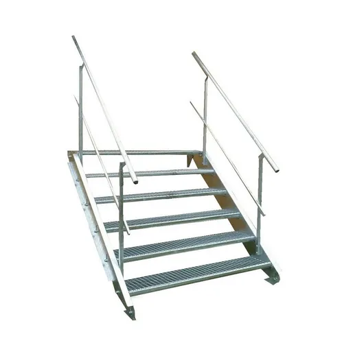 SRM Design Außentreppe 6 Stufen Stahltreppe beidseitig. Geländer Breite 80cm Höhe 90-120cm