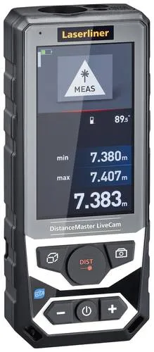 Laserliner Laser-Entfernungsmesser DistanceMaster LiveCam mit HD-Kamera - Messgerät für präzise Längen- und Flächenmessungen bis 150 m, ausgestattet mit HD-Kamera und Bluetooth für einfache Datenübertragung.