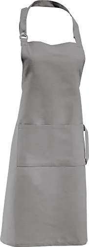 Erwin Müller Koch-Schürze, Küchenschürze Uni 100% Baumwolle grau Größe 72x90 cm - verstellbare Halsschlaufe, mit Aufsatztasche und Bindeband