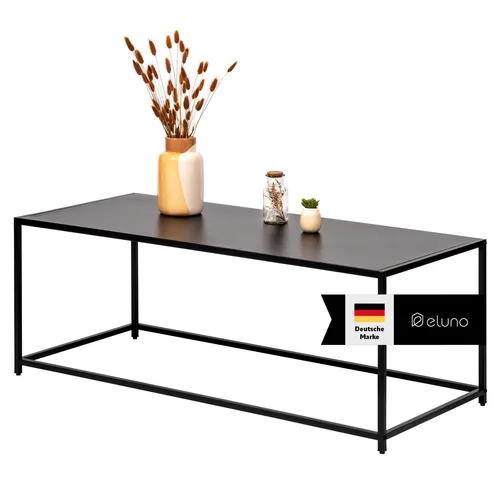 eluno Couchtisch im Industrie-Design aus schwarzem Metall - Stylischer Couchtisch im Industrie-Design, vielseitig einsetzbar und mit robuster Oberfläche. Ideal als Beistelltisch oder kleines Regal für Ihr Wohnzimmer.