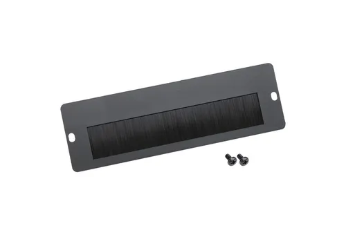 HMF Serverschrank 63329 Kabeldurchführung mit Bürsteneinsatz, für 10 Zoll Netzwerkschränke Außen, 20 x 1,0 x 6, 5 cm, schwarz
