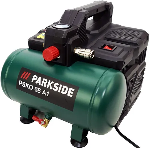 Parkside Kompressor Silent PSKO 68 tragbar 550W, 550 W, max. 8 bar, Nur 56,7 dB Lautstärke (Schalldruckpegel)