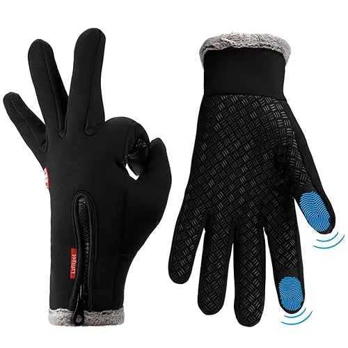 Lzfitpot Handschuhe Herren, Winterhandschuhe Damen Handschuhe Touchscreen Warm Fahrradhandschuhe Skihandschuhe,Wasserdicht, Winddicht & rutschfest