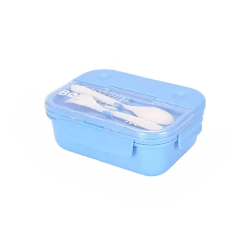 Cheffinger Lunchbox mit Besteck 700 ml – Brotdose mit 3 Fächern für Schule & Büro, Blau