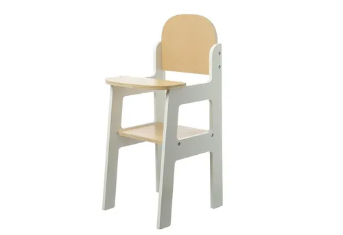 HOLLYHOPPER Puppenhochstuhl Puppenhochstuhl Spielstuhl aus Holz Puppenstuhl H: 47cm weiß braun