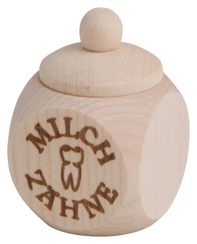 Holzdose Dose Zahndose Milchzahndose mit Schraubdeckel Milchzähne 4 x 4 x 6 cm