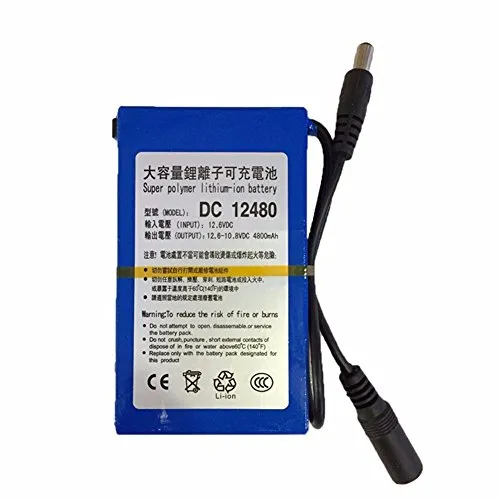 Lipo-Akku, tragbar, 4800 mAh, DC, 12 Volt, 12,6 Volt, superaufladbar, mit EU-/US-Netzadapter, für CCTV-Kamera, Videorecorder.