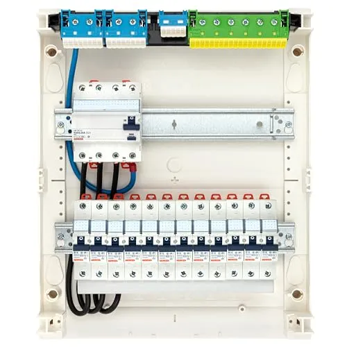 CusoTec Aufputz Sicherungskasten ANSCHLUSSFERTIG Unterverteilung bestückt 1 oder 2 Reihig verdrahtet mit 30mA FI RCD und B16 Sicherungen (2 Reihig Aufputz