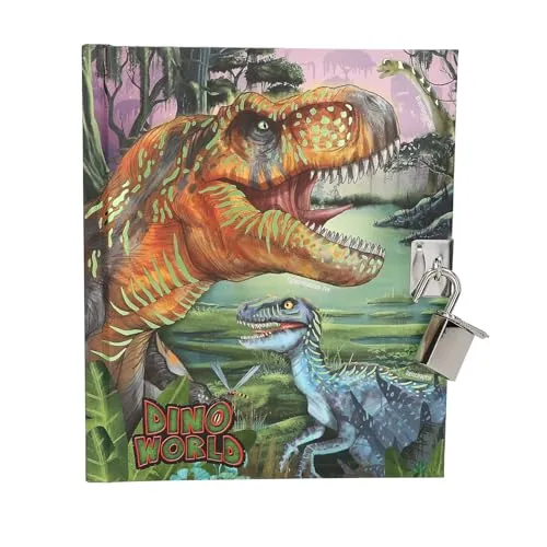 Depesche 13244 Dino World - Tagebuch mit Schloss, Buch mit Dinosaurier Motiven und 192 linierten und bunt illustrierten Seiten