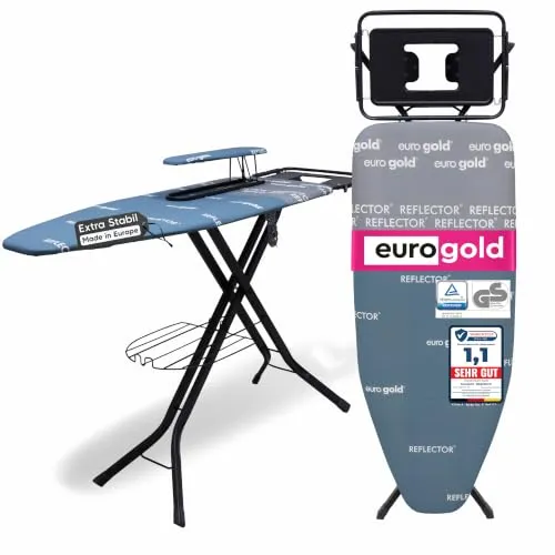 EUROGOLD XXL Bügelbrett für Dampfbügelstation 130x48 cm – Sydney Grey