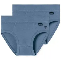 Schiesser Slip Fine Rib (2-St) unterhose unterwäsche basic blau 92