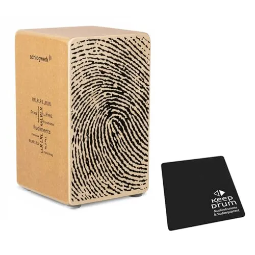 Schlagwerk CP82 Cajon Fingerprint mit Sitzpad - Percussion Cajon für Einsteiger, handgefertigt aus Birke und resourcenschonendem SPL, mit Anti-Rutsch-Sitzfläche und klarem Klang für vielseitigen Einsatz.
