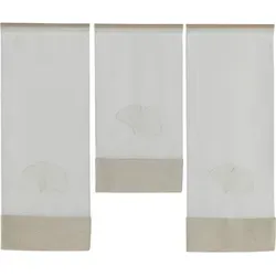 Leylas Wohnwelt 3er Set Miniflächen 4021 01 Ginko Weiß Beige 90 cm - Scheibengardinen & Kurzstores, elegantes Design in Ginko-Optik für stilvolle Fensterdekoration und optimalen Lichteinfall.