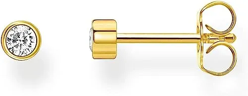 Thomas Sabo Einzel Ohrstecker mit weißem Stein aus vergoldetem Silber H2136-414-14 - Damen Ohrstecker aus 925er Sterlingsilber, kombinierbar mit Ear Charms für einen individuellen Look. Perfekt als Geschenk für besondere Anlässe.