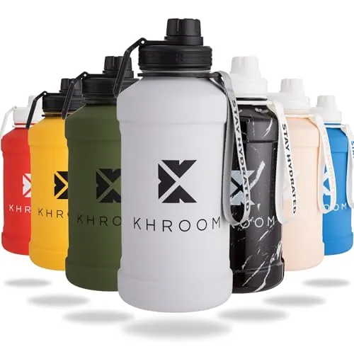Khroom Edelstahl Trinkflasche 2,2L - Auslaufsicher & BPA-frei - Trinkflasche aus Edelstahl mit 2,2L Fassungsvermögen, ideal für Sport und Outdoor. Auslaufsicher, bruchsicher und kohlensäuregeeignet.
