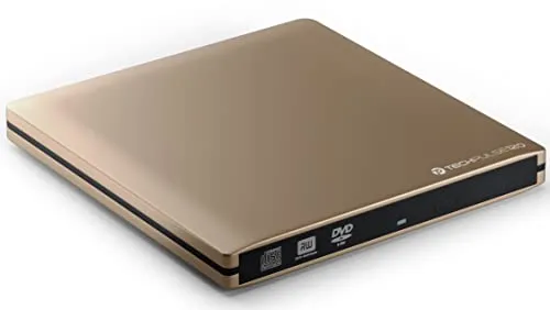 techPulse120 externer USB 3.0 DVD CD Brenner Laufwerk externes CDRW DVDRW Player Superdrive Portable Slim Drive für Desktop Computer Notebook Ultrabook Netbook Laptop Gold